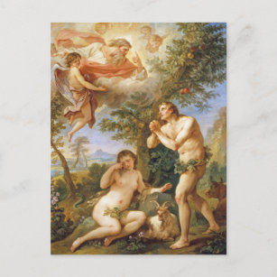 The Rebuke of Adam and Eve Biblical Religious Art Postcard