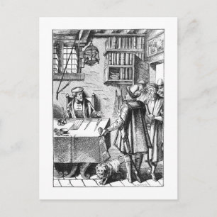 The Receiver of Taxes, after a woodcut in 'Praxis Postcard