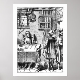 The Receiver of Taxes, after a woodcut in 'Praxis Poster