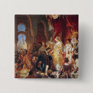 The Reception of Christopher Columbus 15 Cm Square Badge