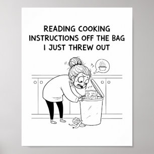 The Recipe Regret Minimalist Kitchen Comic Poster