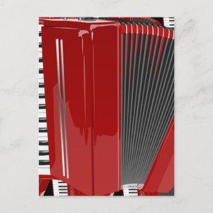 The red accordion postcard
