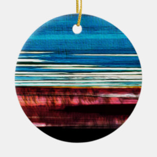 The Red And Blue Glitch 3 - Abstract Art Ceramic Tree Decoration