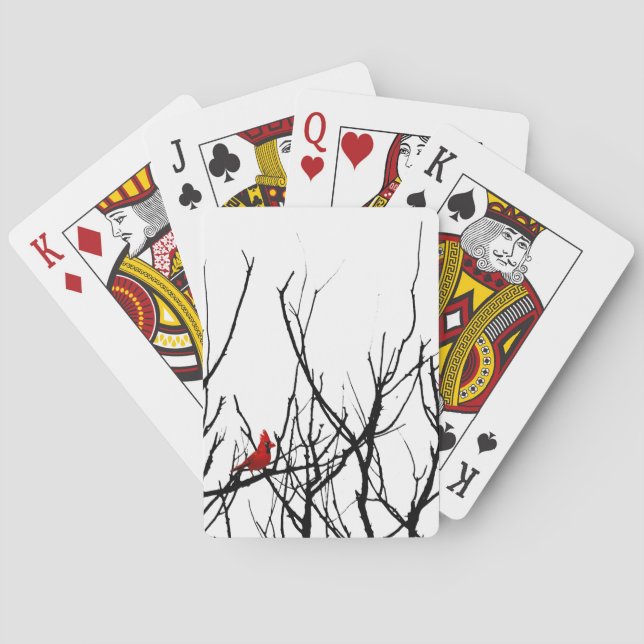 The Red Bird by Leslie Peppers Playing Cards (Back)