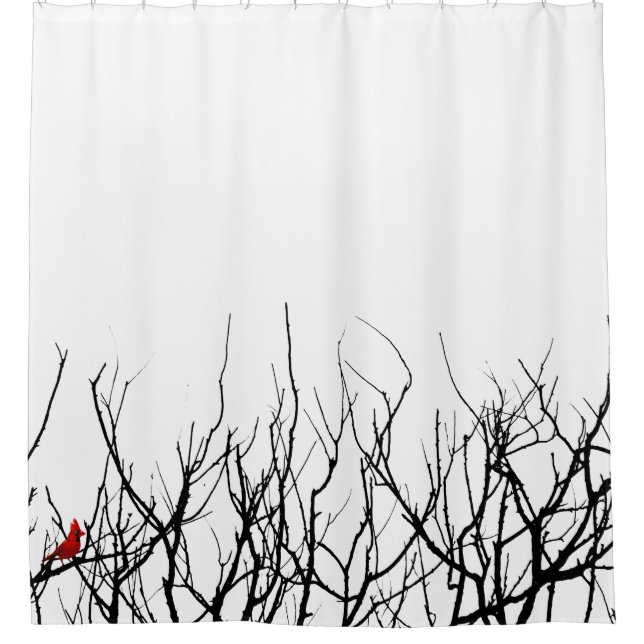 The Red Bird by Leslie Peppers Shower Curtain (Front)