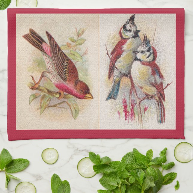 The Red Birds Kitchen Towel (Folded)
