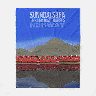 The Red Boat Houses Sunndalsøra Norway Fleece Blanket