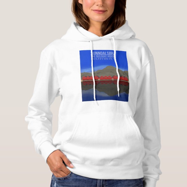The Red Boat Houses Sunndalsøra Norway Hoodie (Front)