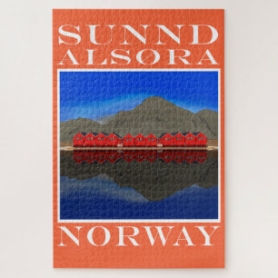 The Red Boat Houses Sunndalsøra Norway Jigsaw Puzzle