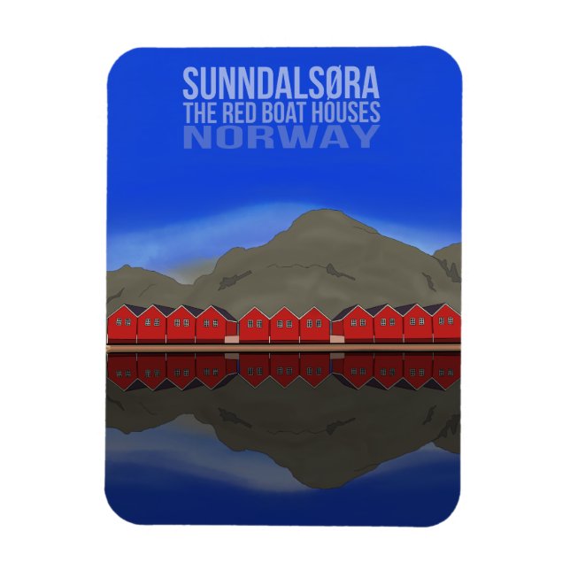 The Red Boat Houses Sunndalsøra Norway Magnet (Vertical)