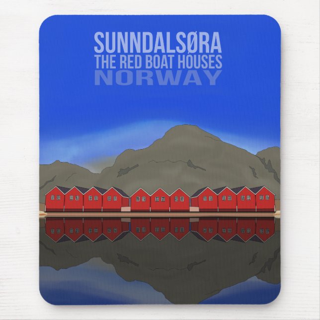 The Red Boat Houses Sunndalsøra Norway Mouse Mat (Front)