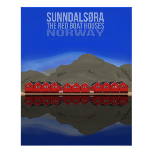 The Red Boat Houses Sunndalsøra Norway Poster