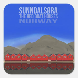 The Red Boat Houses Sunndalsøra Norway Square Sticker