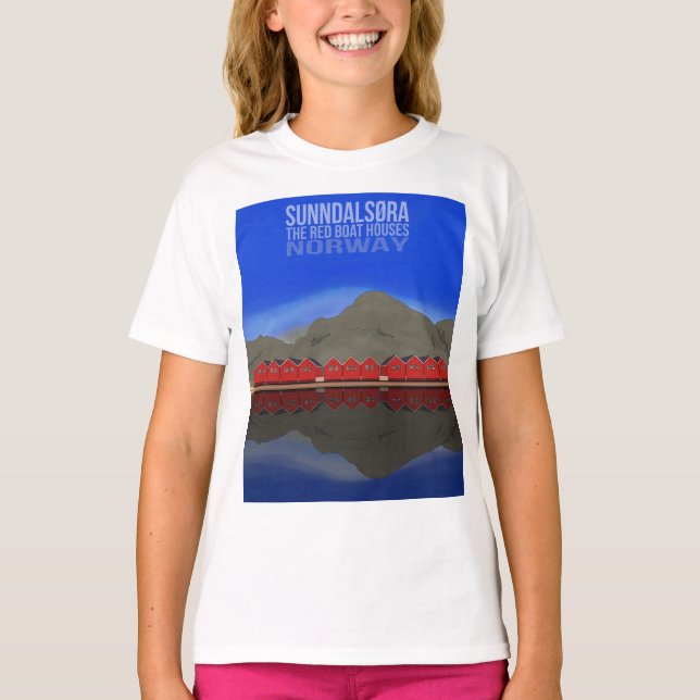 The Red Boat Houses Sunndalsøra Norway T-Shirt (Front)