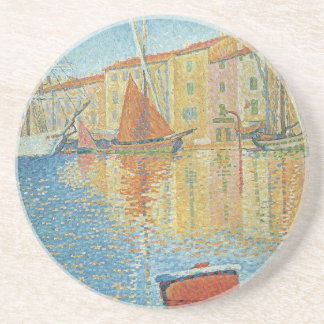 The Red Buoy by Paul Signac, Vintage Pointillism Coaster