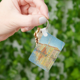 The Red Buoy by Paul Signac, Vintage Pointillism Key Ring