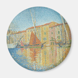The Red Buoy by Paul Signac, Vintage Pointillism Magnet