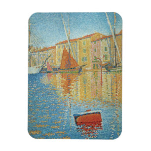 The Red Buoy by Paul Signac, Vintage Pointillism Magnet