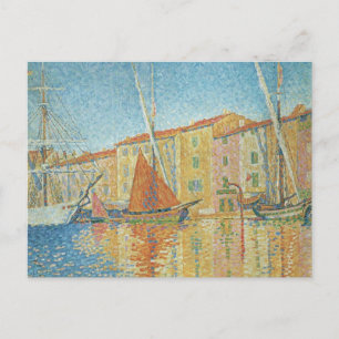 The Red Buoy by Paul Signac, Vintage Pointillism Postcard