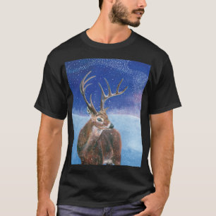 The red Deer Cervus elaphus and Winter Landscape T-Shirt