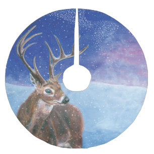 The red deer (Cervus elaphus)  Brushed Polyester Tree Skirt