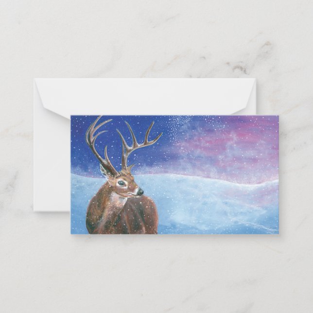 The red Deer Cervus elaphus in Winter Landscape   Card (Front)