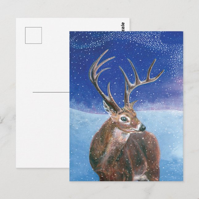 The red deer (Cervus elaphus) in Winter Postcard (Front/Back)