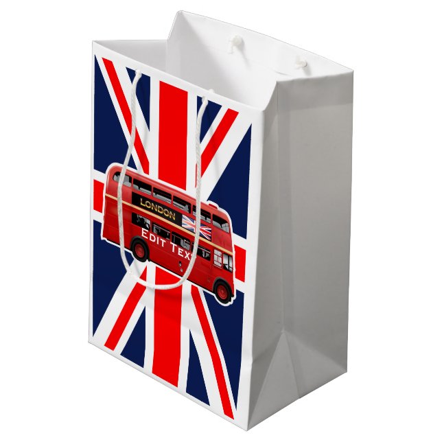 The Red Double-Decker London Bus Medium Gift Bag (Back Angled)