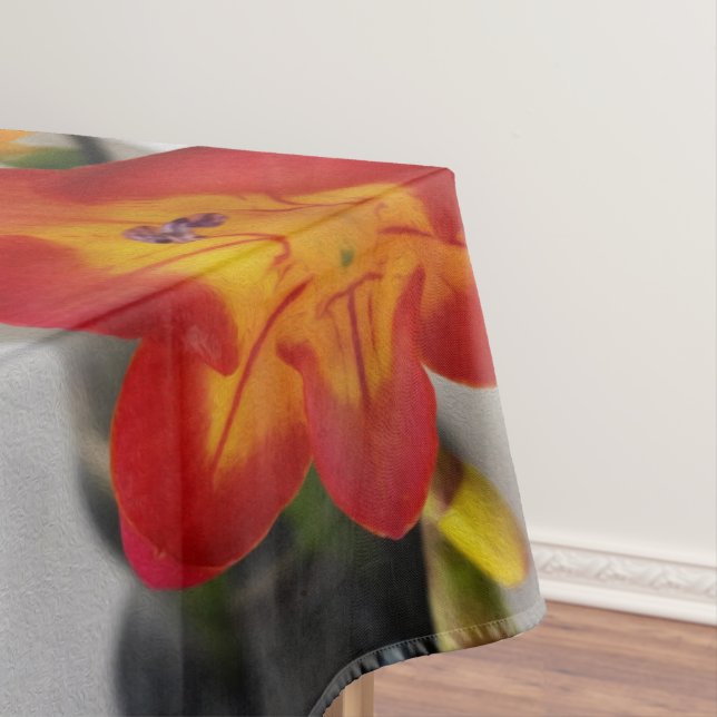 The red freesia tablecloth (In Situ)