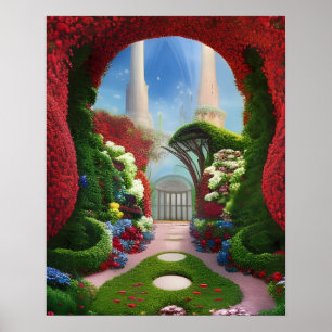 The Red Gardens Fantasy Art Poster