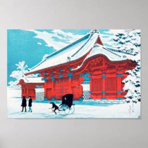 The Red Gate of Hongo in Snow by Hiroaki Takahashi Poster