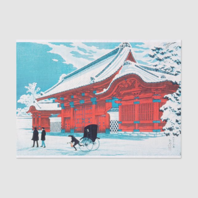 The Red Gate of Hongo in Snow by Hiroaki Takahashi Tissue Paper (Front)