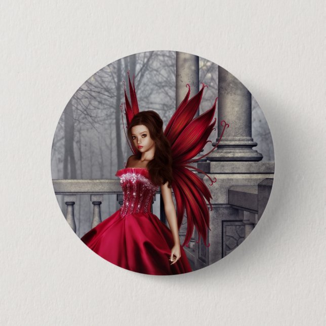 The Red Glamour Fairy 6 Cm Round Badge (Front)