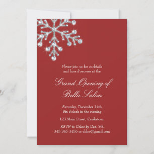 The Red Grand Opening Offset Crystal Snowflake Invitation