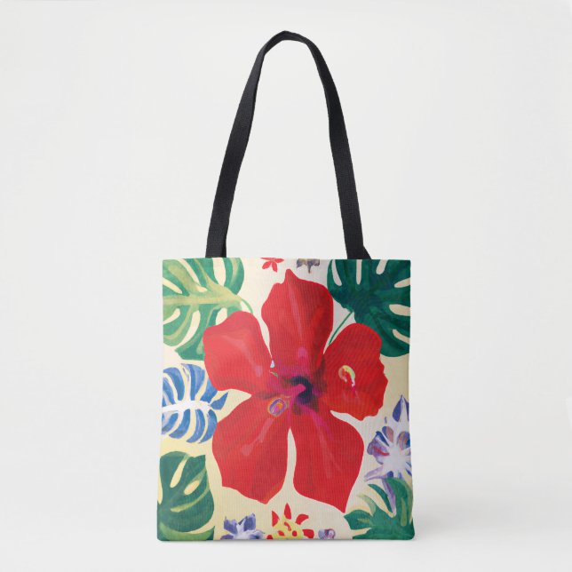 The red hibiscus Tropical tote bag (Front)