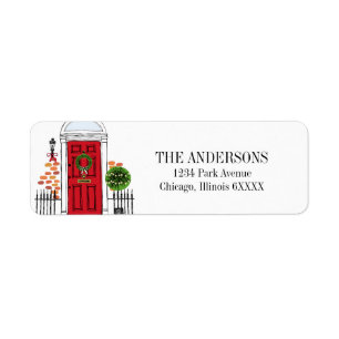 The Red Holiday Christmas Door Address Label