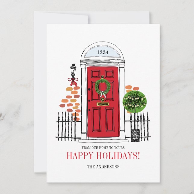 The Red Holiday Christmas Door Card (Front)