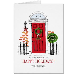 The Red Holiday Christmas Door Greeting Card