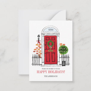The Red Holiday Christmas Door Mini Note Card