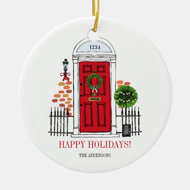 The Red Holiday Christmas Door Ornament (Front)