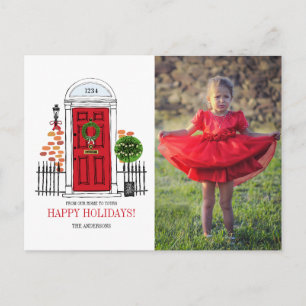 The Red Holiday Christmas Door Photo Postcard