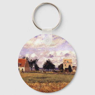 The Red House by Camille Pissarro Key Ring