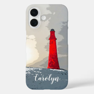 The red lighthouse in snow, personalised iPhone 16 case