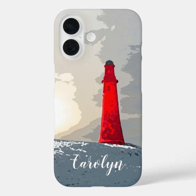The red lighthouse in snow, personalised Case-Mate iPhone case (Back)