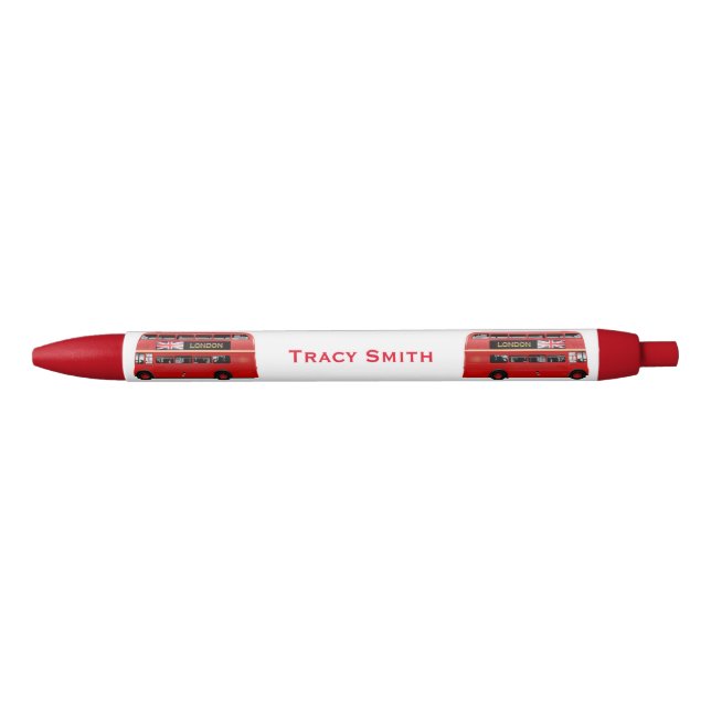 The Red London Double Decker Bus Black Ink Pen (Front)