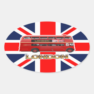The Red London Double Decker Bus Oval Sticker
