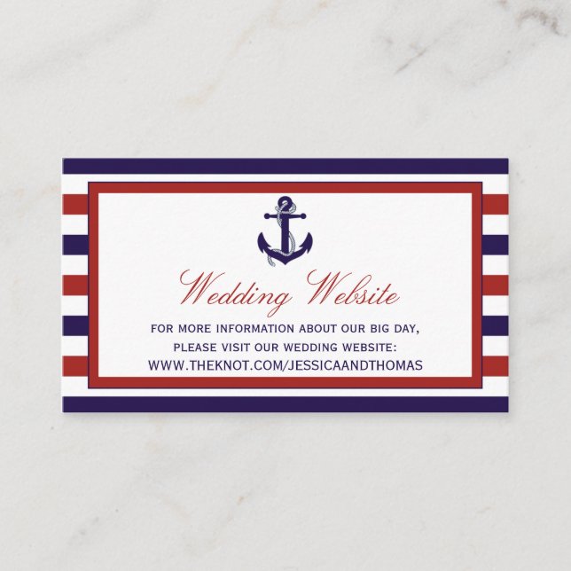 The Red & Navy Nautical Anchor Wedding Collection Enclosure Card (Front)
