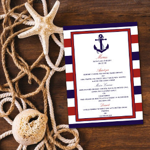 The Red & Navy Nautical Anchor Wedding Collection Menu