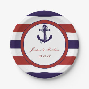 The Red & Navy Nautical Anchor Wedding Collection Paper Plate