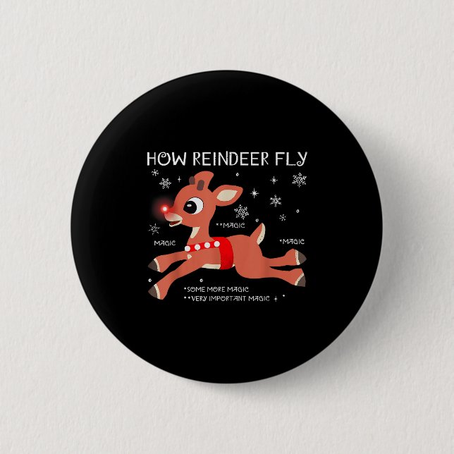The Red-nosed Reindeer How Reindeer Fly Christmas  6 Cm Round Badge (Front)